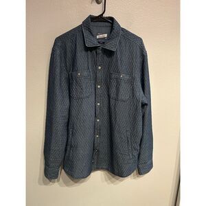Johnnie O Shacket Mens Large Blue Quilted Long Sleeve Shirt Jacket